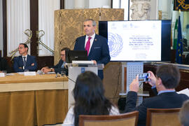 Intervención de Julio Andrade. Presentación del Centro Internacional de Autoridades y Líderes. Ayuntamiento de Málaga. Julio de 2018