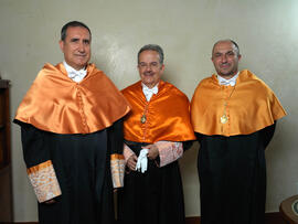 Retratos de D. Juan Ramón Cuadrado Roura como Doctor "Honoris Causa" por la Universidad de Málaga. Junio de 2009