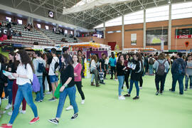 Estand de la Facultad de Medicina. Jornadas de Puertas Abiertas de la Universidad de Málaga. Complejo Polideportivo Universitario. Abril de 2018
