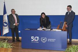 Toma de posesión de Cristina García Sancho como profesora titular del Área de Química Inorgánica de la Universidad de Málaga. Toma de posesión de nuevos catedráticos y profesores titulares de la Universidad de Málaga. Paraninfo. Noviembre de 2023