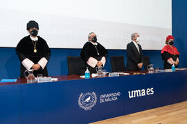 Mesa presidencial. Apertura del Curso Académico 2020/2021 de la Universidad de Málaga. Paraninfo. Septiembre de 2020