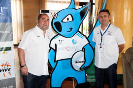 David Rodríguez y Juan Carlos Rodríguez. Momentos previos a la ceremonia de apertura del IX Campeonato de Europa Universitario de Fútbol Sala. Antequera. Julio de 2013