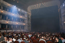 Vista del escenario momentos previos a la gala inaugural de la XXV edición de Fancine de la Universidad de Málaga. Teatro Cervantes. Noviembre de 2015