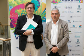 Fernando Vallespín y Diego Vera en photocall. Cursos de Verano de la Universidad de Málaga. Edificio del Rectorado. Julio de 2018