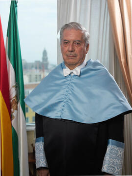 Retrato de D. Mario Vargas Llosa como Doctor "Honoris Causa" por la Facultad de Filosofía y Letras de la Universidad de Málaga. Rectorado. Abril de 2007