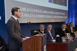 Discurso de Juan Manuel Moreno. Imposición de la Medalla de Oro de la Universidad de Málaga a la Junta de Andalucía. Paraninfo. Noviembre de 2023