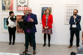 Intervención de Agustín Linares. Inauguración de la sala de exposiciones "Espacio Cero" en el Contenedor Cultural. Campus de Teatinos. Abril de 2019