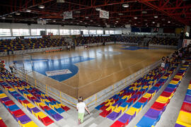 Pista de fútbol sala. Partido clasificatorio entre Club Deportivo UMA Antequera y Universidad de Géneve de Suiza. IX Campeonato de Europa Universitario de Fútbol Sala. Antequera. Julio de 2013