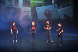 Presentadores de la gala inaugural de la XXV edición de Fancine de la Universidad de Málaga. Teatro Cervantes. Noviembre de 2015