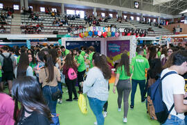 Estand de Económicas y Criminología. Jornadas de Puertas Abiertas de la Universidad de Málaga. Complejo Polideportivo Universitario. Abril de 2018