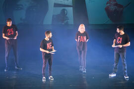 Presentadores de la gala inaugural de la XXV edición de Fancine de la Universidad de Málaga. Teatro Cervantes. Noviembre de 2015