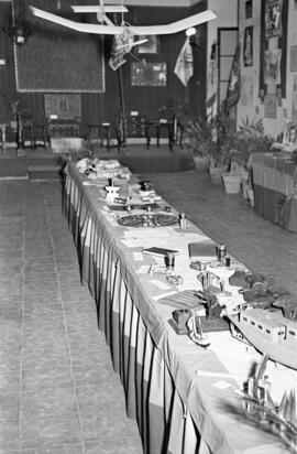 Exposición de trabajos de aprendices del Frente de Juventudes en Ronda. Málaga. Febrero de 1954. Málaga. España.
