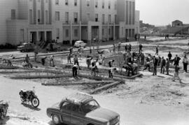 Plaza de El Ejido. Escuela Normal de Magisterio. Obras. Abril de 1961. Málaga, España
