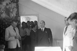 Inauguración del estadio de fútbol La Rosaleda. Momentos previos al partido CD Málaga contra Sevilla FC. Septiembre de 1941. Málaga, España