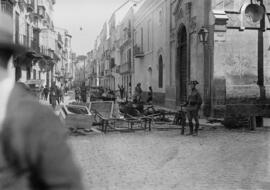 Iglesia de la Aurora del Espíritu Santo, en calle Cánovas del Castillo (hoy Álamos) esquina plaza General Lachambre (hoy Puerta de Buenaventura). Mayo 1931. Málaga, España.