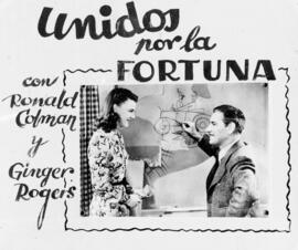 Cartel de cine: Unidos por la fortuna con Ronald Colman y Ginger Rogers. Cliché Arenas. 01