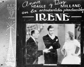Cartel de cine: RKO Radio Films presenta. Anna Neagle y Ray Milland en la entretenida producción Irene. Cliché Arenas. 01