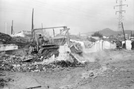 Derribo viviendas del Arroyo del Cuarto. 1958-12. Inundaciones de 4 de diciembre de 1958. Málaga, España.