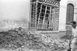 Destrozos en Villa Consuelo, de José Gómez Mercado, por las inundaciones del 29 de octubre de 1955.  Málaga. España.