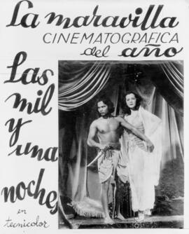 Cartel de cine: la maravilla cinematográfica del año. Las mil y unas noches. En tecnicolor. Cliché Arenas. 01