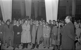 Visita a la Escuela de Formación Profesional Francisco Franco de  José Solís Ruiz, ministro-secretario general del Movimiento. Enero de 1953. Málaga, España.