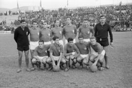Equipo de Melilla. Partido de fútbol Club Deportivo Málaga y Club de Fútbol Melilla (2-0). Noviembre de 1963. Málaga (España).