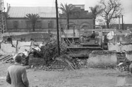 Derribo viviendas del Arroyo del Cuarto. 1958-12. Inundaciones de 4 de diciembre de 1958. Málaga, España.