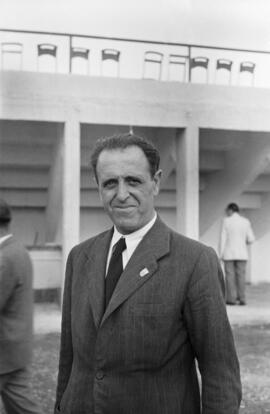 Inauguración del estadio de fútbol La Rosaleda. Momentos previos al partido CD Málaga contra Sevilla FC. Septiembre de 1941. Málaga, España