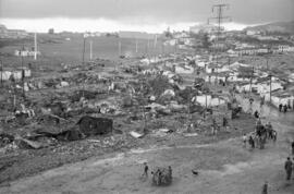 Viviendas derribadas en el Arroyo del Cuarto. 1958-12. Inundaciones del 4 de diciembre de 1958. Málaga, España.
