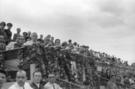 Inauguración del estadio de fútbol La Rosaleda. Partido CD Málaga contra Sevilla FC. Septiembre de 1941. Málaga, España.