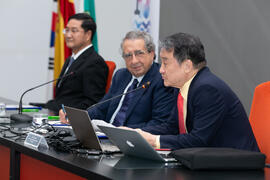 Intervención de Dong Sung Cho. Inauguración de la jornada de celebración del décimo Aniversario de la colaboración de la Universidad de Málaga y la Universidad Nacional de Incheon. Complejo de Estudios Sociales y Comercio. Octubre de 2019