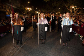 Miembros del equipo de gobierno de la Universidad de Málaga en el desfile procesional de la Hermandad de los Estudiantes. Málaga. Abril de 2014