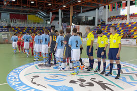 Saludo inicial. Partido Tailandia contra España. 14º Campeonato del Mundo Universitario de Fútbol Sala 2014 (FUTSAL). Antequera. Julio de 2014