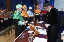 Investidura de Hermanfrid Schubart, Alejandro Portes y Luis Enrique de la Villa como Doctores "Honoris Causa" por la Universidad de Málaga. Paraninfo. Octubre de 2024