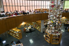 Instalación "Biblioteca de Babel XIII", de José Ignacio Díaz de Rábago. Biblioteca General. Enero de 2018