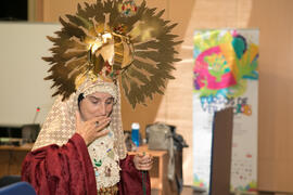 Lola Marmolejo actuando en el curso "El humor en las artes escénicas". Cursos de Verano de la Universidad de Málaga. Marbella. Julio de 2018