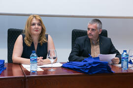Ana Isabel González de la Torre y José Jesús Delgado Peña. Graduación y clausura del curso del Aula de Mayores de la Universidad de Málaga. Paraninfo. Junio de 2017