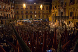 Vista de la Plaza del Obispo en la Estación de Penitencia de la Hermandad de los Estudiantes. Málaga. Marzo de 2015