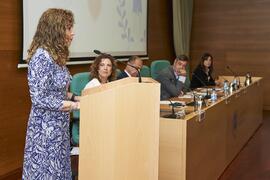 Intervención de Macarena Parrado. I Premios del Aula de Economía y Deporte de la Universidad de Málaga. Edificio del Rectorado. Febrero de 2024