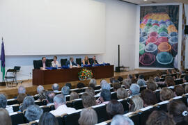 Mesa presidencial. Graduación y clausura del curso del Aula de Mayores de la Universidad de Málaga. Paraninfo. Junio de 2017