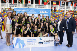 España ganadora en la categoría femenina. Ceremonia de clausura del Campeonato del Mundo Universitario de Balonmano. Antequera. Julio de 2016