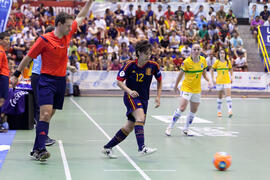 Partido Brasil contra España. 14º Campeonato del Mundo Universitario de Fútbol Sala 2014 (FUTSAL). Antequera. Julio de 2014