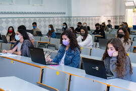 Aula de la Facultad de Derecho de la Universidad de Málaga. Campus de Teatinos. Octubre de 2020