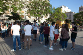 Visita guiada por el centro histórico. Olimpiada Española de Economía, Fase Nacional. Plaza de la Merced. Málaga. Junio de 2015