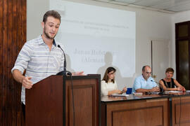 Intervención del alumno Jonas Hofstetter. Graduación de los alumnos del CIE de la Universidad de Málaga. Centro Internacional de Español. Septiembre de 2014