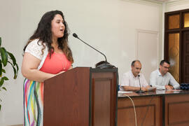 Intervención de una alumna. Graduación del alumnado del CIE de la Universidad de Málaga. Centro Internacional de Español. Mayo de 2015