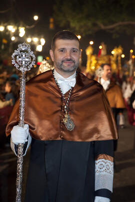 Víctor Múñoz Martínez en el desfile procesional de la Hermandad de los Estudiantes. Málaga. Abril de 2014