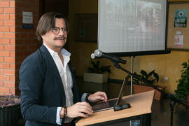 Conferencia "Bibliografía sobre arqueología malagueña en la Universidad de Málaga", de Bartolomé Mora Serrano. Inauguración de las actividades con motivo del Día Internacional del Libro. Biblioteca General. Abril de 2018