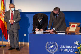 Toma de posesión de Juan Francisco Martínez Murillo como nuevo catedrático del Área de Geografía Física de la Universidad de Málaga. Paraninfo. Diciembre de 2021