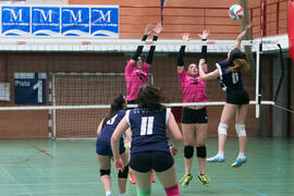 Partido femenino Universidad de Málaga - Universidad de A Coruña. Campeonato de España Universitario de Voleibol. Complejo Polideportivo Universitario. Abril de 2018
